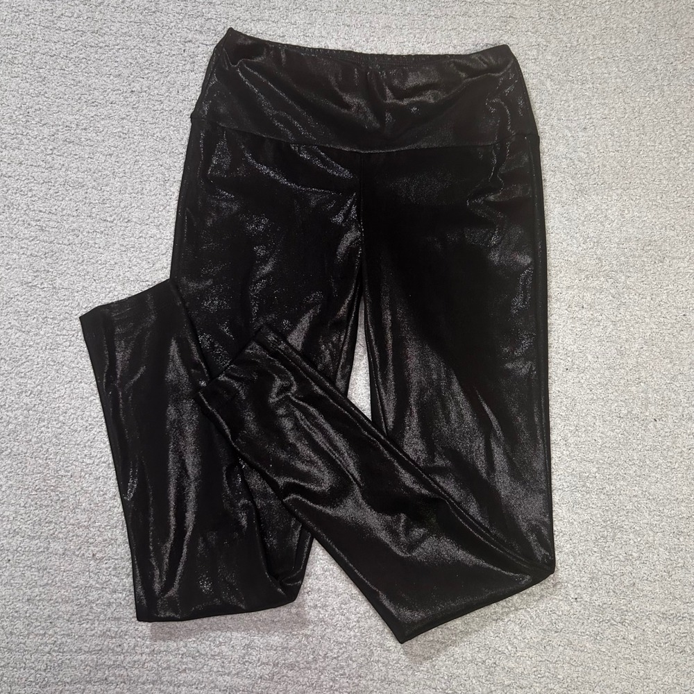 J.McLaughlin Leggings Glossy Faux Leather XS Black Wet Look Liquid Metallic Chic